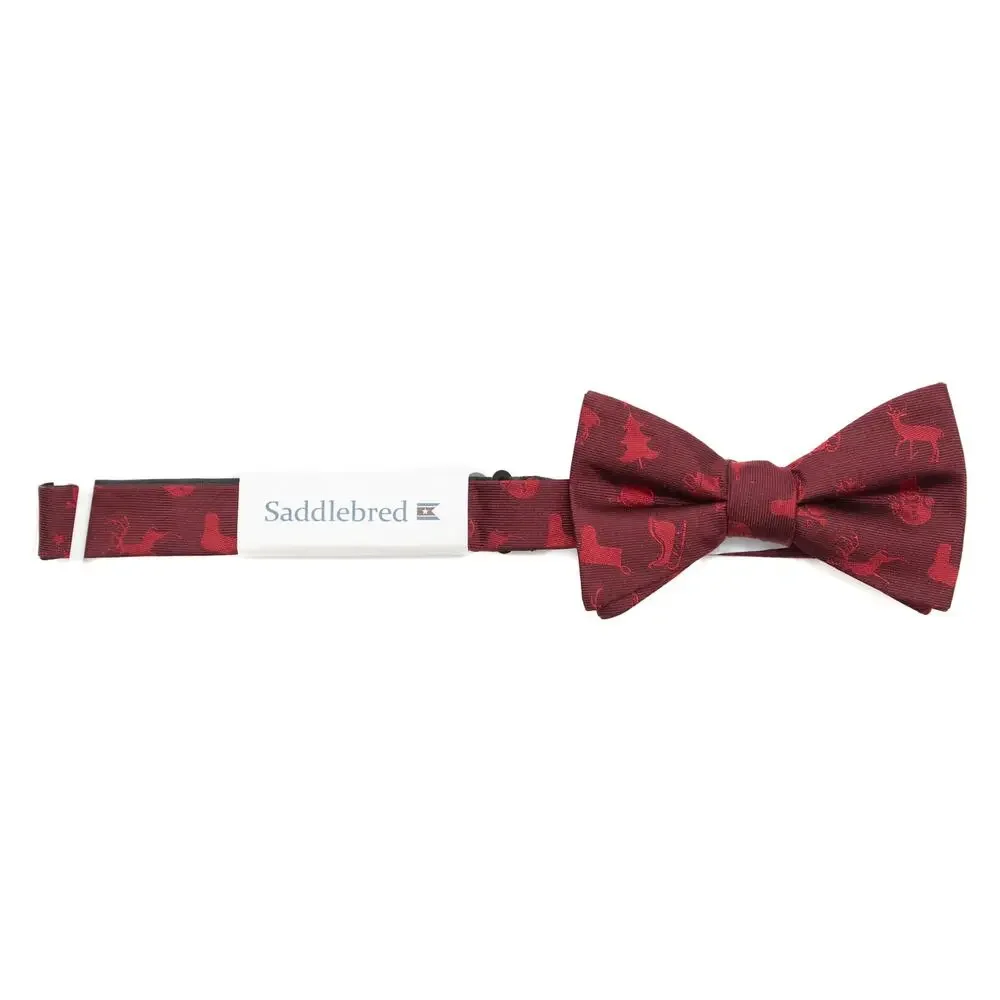 New Saddlebred Adjustable Pre-tied Silk Blend Red Christmas Bowtie
